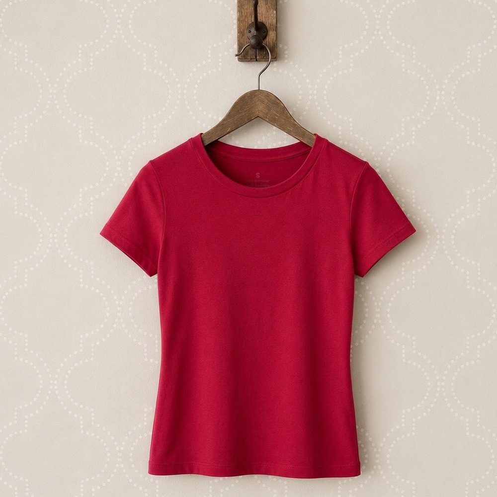 Good American Short Sleeve Crew Neck Tee Fuchsia Pink Size M‎